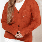 Sweter damski rozpinany rudy